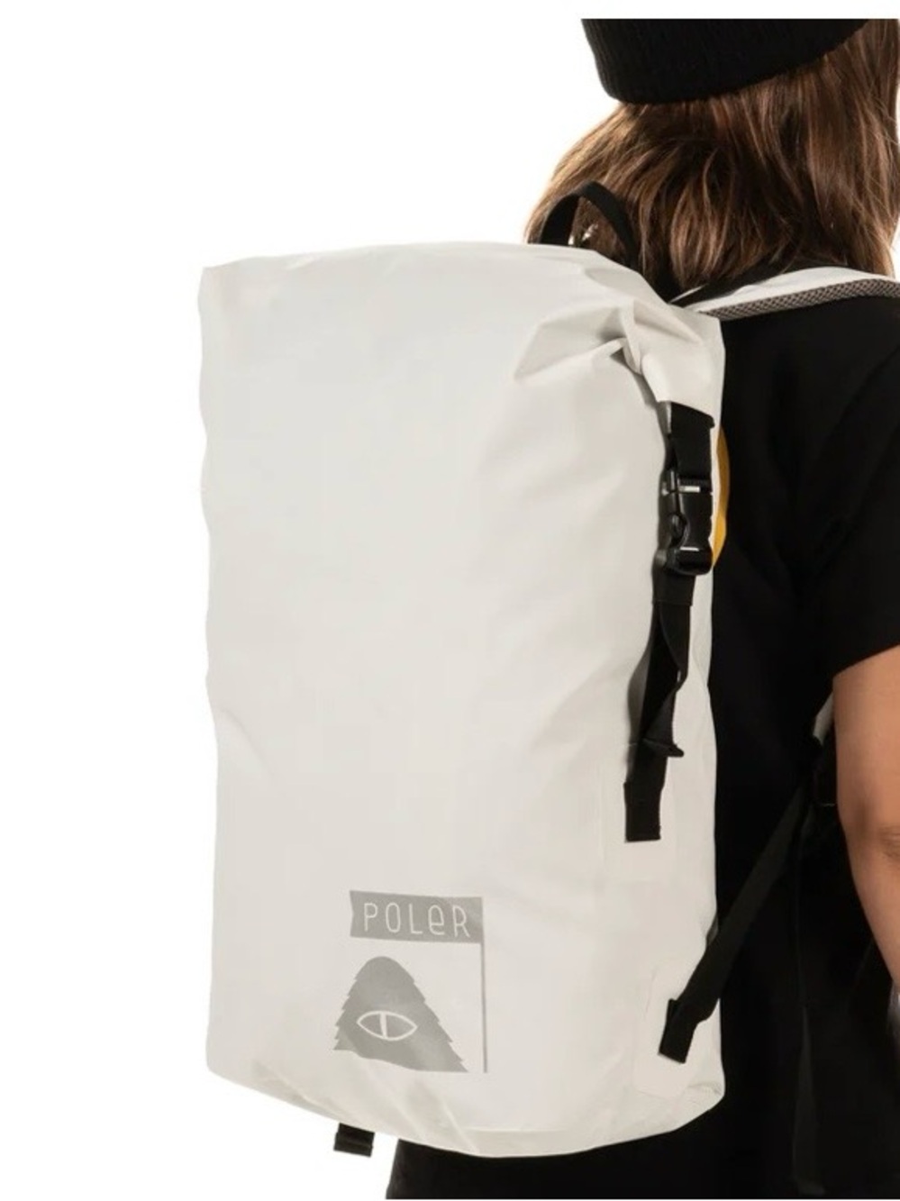 Poler White Down River Roll-Top White Backpack with Black Accents